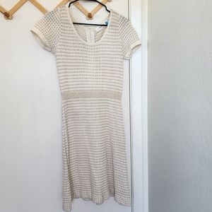 Anthropology Sparrow size S cream and gold knit flair dress Used good condition